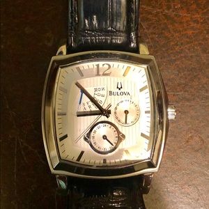 Bulova Men's Black Leather Strap Watch